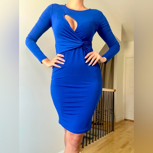 New VENUS Royal Blue Stretchy Dress Size 4 /S/ XS - Picture 3 of 5